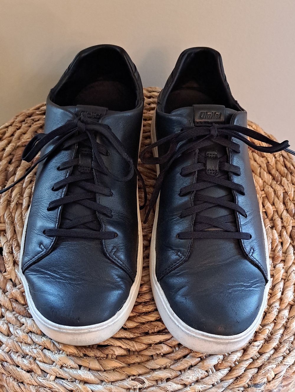 Olukai Mens Lae'Ahi Li 'Ili Athleisure/Casual Onyx Black Leather Low Sneakers 11 - Picture 4 of 9